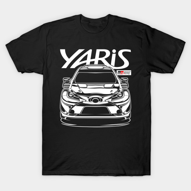 WRC Toyota Yaris Gazoo Racing (White Print) T-Shirt by idrdesign